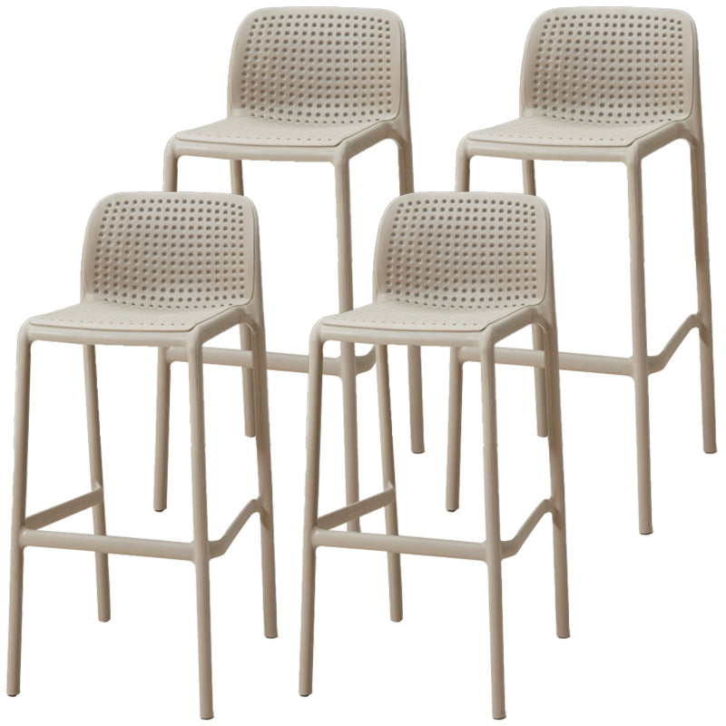 Scandinavia Style Bar-stool PP Legs Rectangle Seat Barstool with Low Back for Kitchen Khaki 4 Piece Set Clearhalo 'Bar Furniture' 'Bar Stools' 'bar_stools' 'furn' 'furn_bar_stools' 'furniture_bar_stools' 'Kitchen & Dining Furniture' 'kitchen&dining_furn' 'kitchen' 'kitchen_furn' Furniture' 4462781