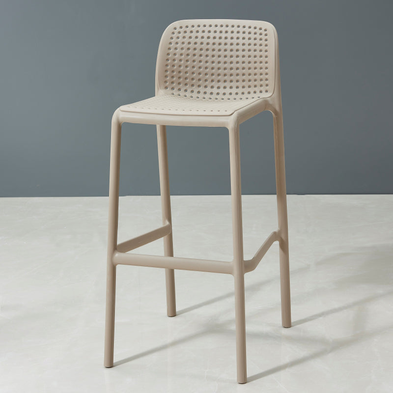 Scandinavia Style Bar-stool PP Legs Rectangle Seat Barstool with Low Back for Kitchen Khaki 1 Piece Clearhalo 'Bar Furniture' 'Bar Stools' 'bar_stools' 'furn' 'furn_bar_stools' 'furniture_bar_stools' 'Kitchen & Dining Furniture' 'kitchen&dining_furn' 'kitchen' 'kitchen_furn' Furniture' 4462782