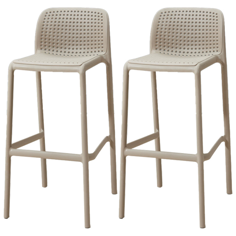 Scandinavia Style Bar-stool PP Legs Rectangle Seat Barstool with Low Back for Kitchen Khaki 2 Piece Set Clearhalo 'Bar Furniture' 'Bar Stools' 'bar_stools' 'furn' 'furn_bar_stools' 'furniture_bar_stools' 'Kitchen & Dining Furniture' 'kitchen&dining_furn' 'kitchen' 'kitchen_furn' Furniture' 4462784