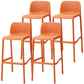Scandinavia Style Bar-stool PP Legs Rectangle Seat Barstool with Low Back for Kitchen Orange 4 Piece Set Clearhalo 'Bar Furniture' 'Bar Stools' 'bar_stools' 'furn' 'furn_bar_stools' 'furniture_bar_stools' 'Kitchen & Dining Furniture' 'kitchen&dining_furn' 'kitchen' 'kitchen_furn' Furniture' 4462786