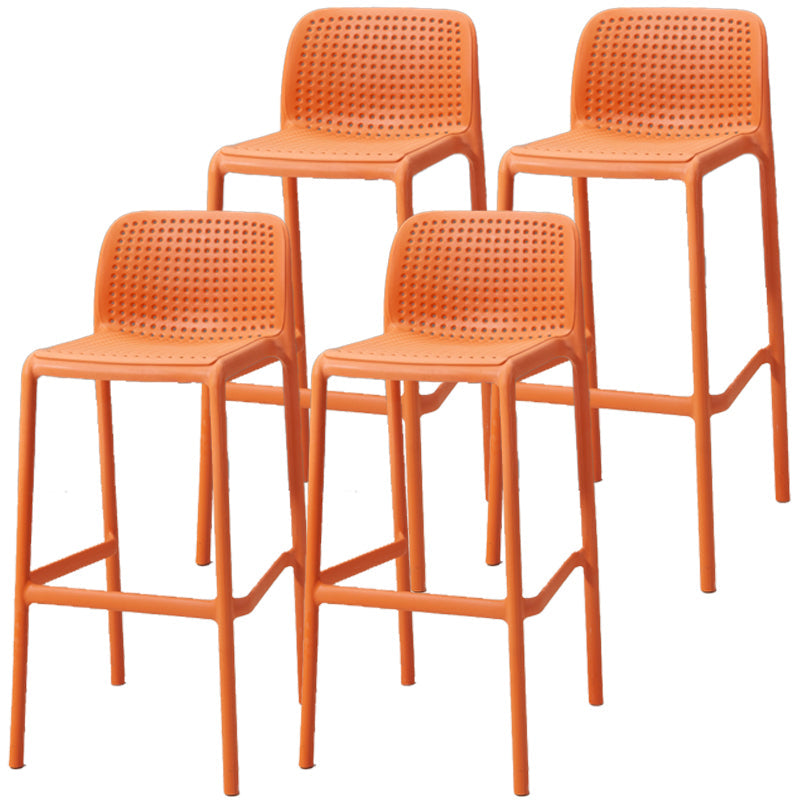 Scandinavia Style Bar-stool PP Legs Rectangle Seat Barstool with Low Back for Kitchen Orange 4 Piece Set Clearhalo 'Bar Furniture' 'Bar Stools' 'bar_stools' 'furn' 'furn_bar_stools' 'furniture_bar_stools' 'Kitchen & Dining Furniture' 'kitchen&dining_furn' 'kitchen' 'kitchen_furn' Furniture' 4462786