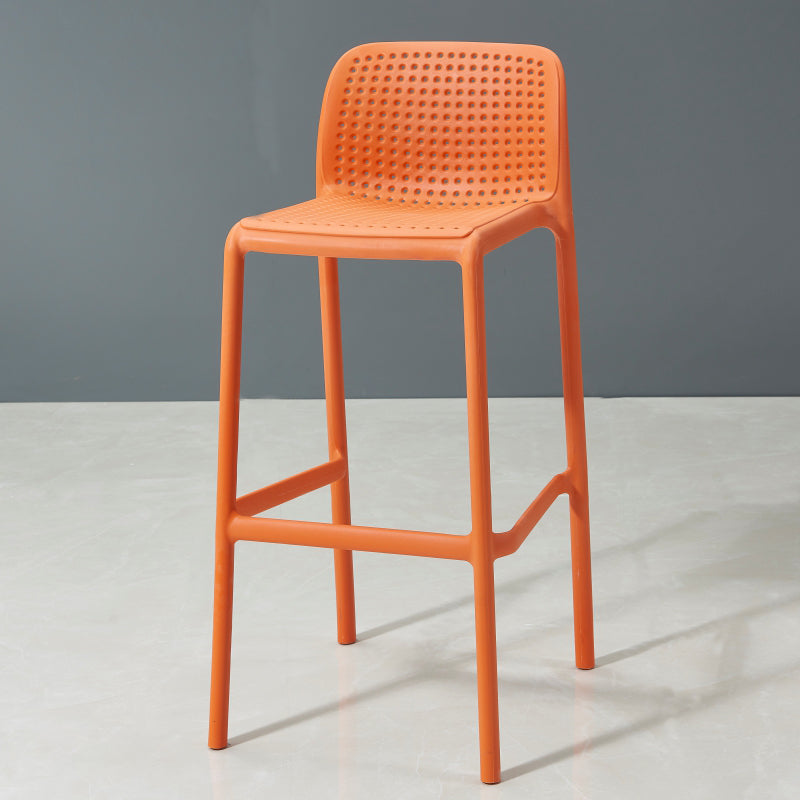Scandinavia Style Bar-stool PP Legs Rectangle Seat Barstool with Low Back for Kitchen Orange 1 Piece Clearhalo 'Bar Furniture' 'Bar Stools' 'bar_stools' 'furn' 'furn_bar_stools' 'furniture_bar_stools' 'Kitchen & Dining Furniture' 'kitchen&dining_furn' 'kitchen' 'kitchen_furn' Furniture' 4462788