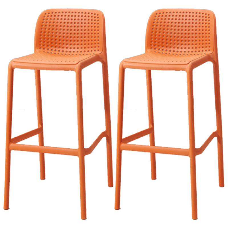 Scandinavia Style Bar-stool PP Legs Rectangle Seat Barstool with Low Back for Kitchen Orange 2 Piece Set Clearhalo 'Bar Furniture' 'Bar Stools' 'bar_stools' 'furn' 'furn_bar_stools' 'furniture_bar_stools' 'Kitchen & Dining Furniture' 'kitchen&dining_furn' 'kitchen' 'kitchen_furn' Furniture' 4462790