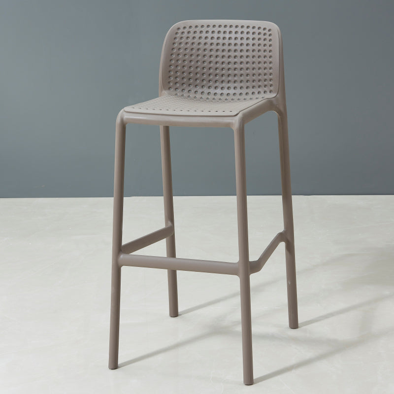 Scandinavia Style Bar-stool PP Legs Rectangle Seat Barstool with Low Back for Kitchen Dark Gray 1 Piece Clearhalo 'Bar Furniture' 'Bar Stools' 'bar_stools' 'furn' 'furn_bar_stools' 'furniture_bar_stools' 'Kitchen & Dining Furniture' 'kitchen&dining_furn' 'kitchen' 'kitchen_furn' Furniture' 4462793