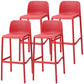 Scandinavia Style Bar-stool PP Legs Rectangle Seat Barstool with Low Back for Kitchen Red 4 Piece Set Clearhalo 'Bar Furniture' 'Bar Stools' 'bar_stools' 'furn' 'furn_bar_stools' 'furniture_bar_stools' 'Kitchen & Dining Furniture' 'kitchen&dining_furn' 'kitchen' 'kitchen_furn' Furniture' 4462795