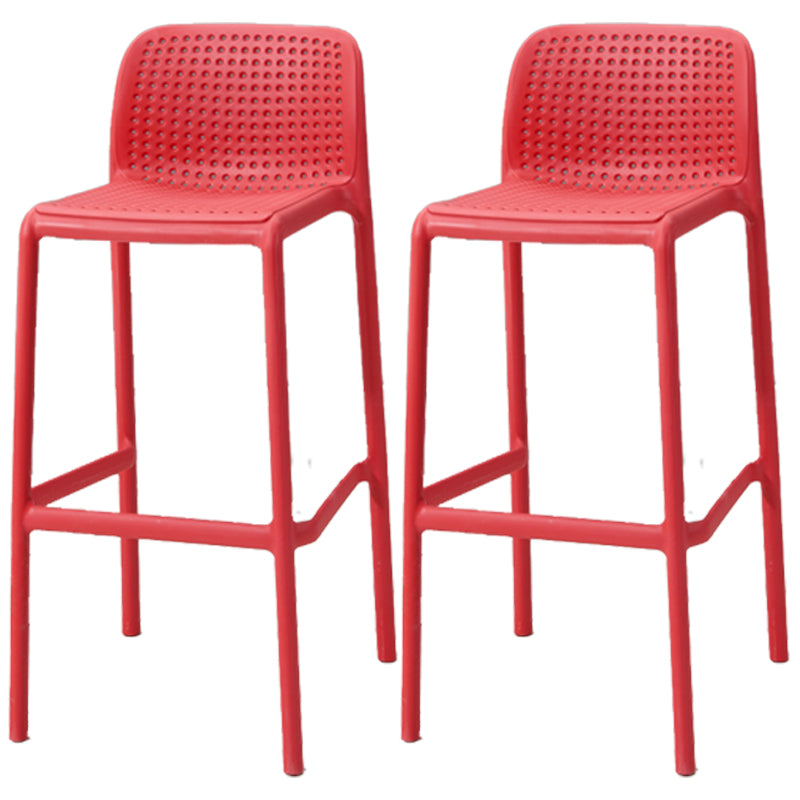 Scandinavia Style Bar-stool PP Legs Rectangle Seat Barstool with Low Back for Kitchen Red 2 Piece Set Clearhalo 'Bar Furniture' 'Bar Stools' 'bar_stools' 'furn' 'furn_bar_stools' 'furniture_bar_stools' 'Kitchen & Dining Furniture' 'kitchen&dining_furn' 'kitchen' 'kitchen_furn' Furniture' 4462797