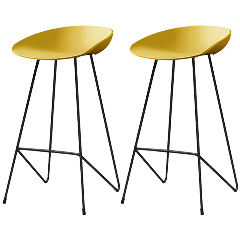 Industrial Style Bar-stool Sled Iron Legs PP Bucket Seat Barstool for Kitchen Bar Yellow 2 Piece Set Clearhalo 'Bar Furniture' 'Bar Stools' 'bar_stools' 'furn' 'furn_bar_stools' 'furniture_bar_stools' 'Kitchen & Dining Furniture' 'kitchen&dining_furn' 'kitchen' 'kitchen_furn' Furniture' 4462802