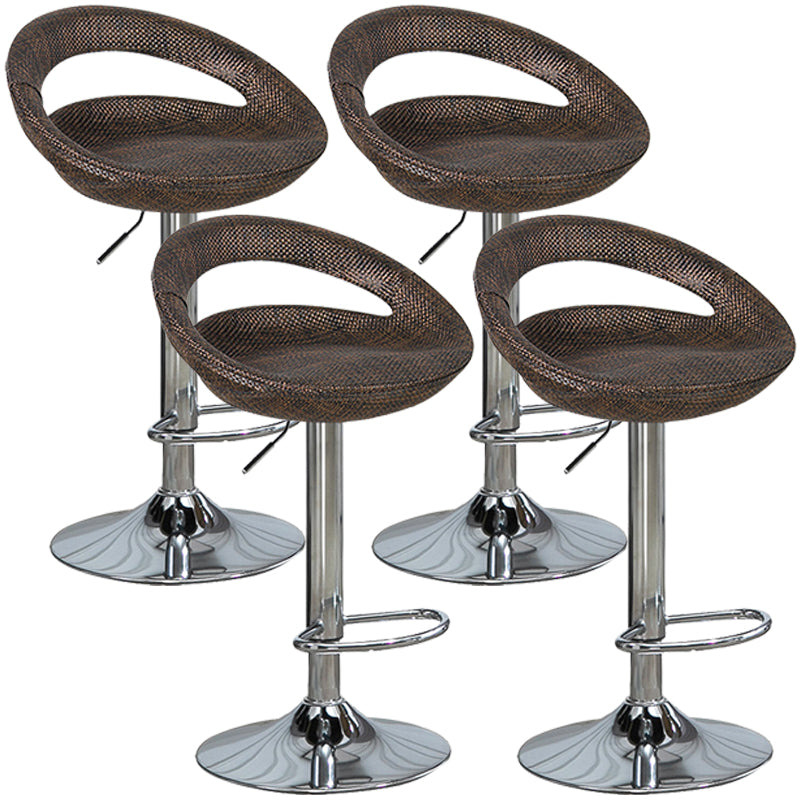 Industrial Style Bar-stool with Adjustable Height Footrest Low Back Barstool Brown 4 Piece Set Clearhalo 'Bar Furniture' 'Bar Stools' 'bar_stools' 'furn' 'furn_bar_stools' 'furniture_bar_stools' 'Kitchen & Dining Furniture' 'kitchen&dining_furn' 'kitchen' 'kitchen_furn' Furniture' 4462877