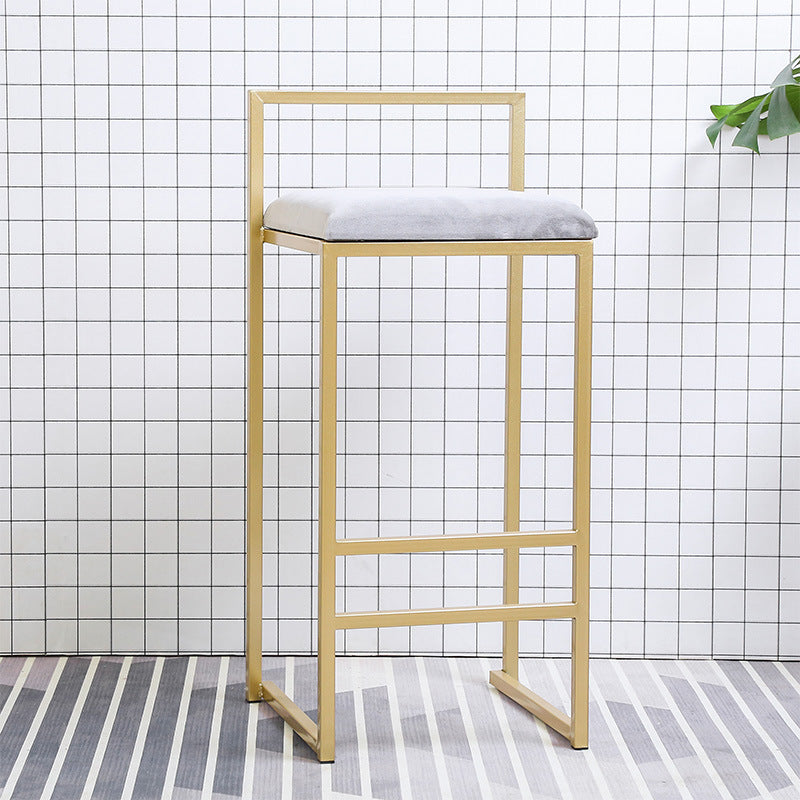 Modern Style Metal Bar Stool with Footrest and Low Back Bistro Bar Stool for Kitchen Gold 1 Piece Bar Stool (28" H) Clearhalo 'Bar Furniture' 'Bar Stools' 'bar_stools' 'furn' 'furn_bar_stools' 'furniture_bar_stools' 'Kitchen & Dining Furniture' 'kitchen&dining_furn' 'kitchen' 'kitchen_furn' Furniture' 4462899