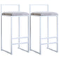 Modern Style Metal Bar Stool with Footrest and Low Back Bistro Bar Stool for Kitchen White 2 Piece Set Counter Stool(26"H) Clearhalo 'Bar Furniture' 'Bar Stools' 'bar_stools' 'furn' 'furn_bar_stools' 'furniture_bar_stools' 'Kitchen & Dining Furniture' 'kitchen&dining_furn' 'kitchen' 'kitchen_furn' Furniture' 4462907