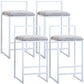 Modern Style Metal Bar Stool with Footrest and Low Back Bistro Bar Stool for Kitchen White 4 Piece Set Bar Stool (28" H) Clearhalo 'Bar Furniture' 'Bar Stools' 'bar_stools' 'furn' 'furn_bar_stools' 'furniture_bar_stools' 'Kitchen & Dining Furniture' 'kitchen&dining_furn' 'kitchen' 'kitchen_furn' Furniture' 4462908