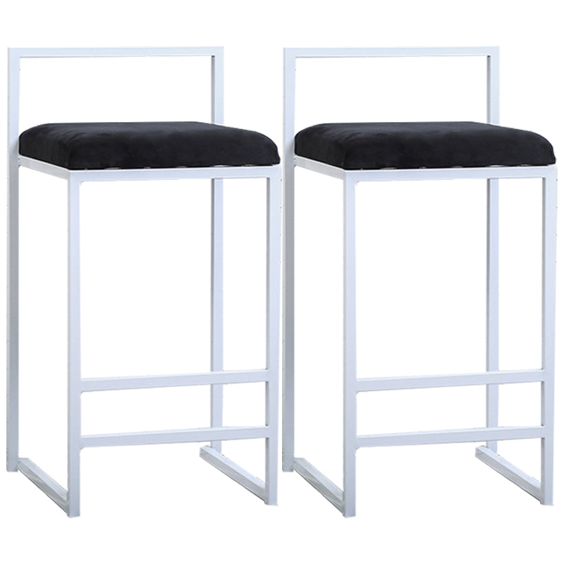 Modern Style Metal Bar Stool with Footrest and Low Back Bistro Bar Stool for Kitchen White 2 Piece Set Short Stool(22"H) Clearhalo 'Bar Furniture' 'Bar Stools' 'bar_stools' 'furn' 'furn_bar_stools' 'furniture_bar_stools' 'Kitchen & Dining Furniture' 'kitchen&dining_furn' 'kitchen' 'kitchen_furn' Furniture' 4462914