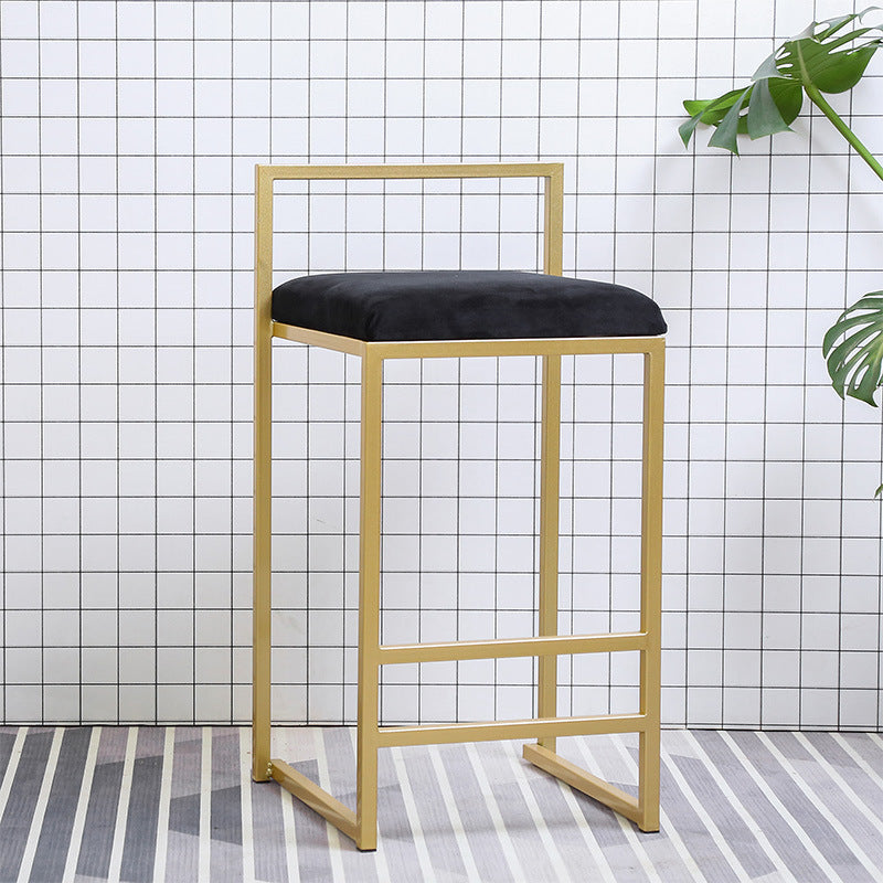 Modern Style Metal Bar Stool with Footrest and Low Back Bistro Bar Stool for Kitchen Gold 1 Piece Short Stool(22"H) Clearhalo 'Bar Furniture' 'Bar Stools' 'bar_stools' 'furn' 'furn_bar_stools' 'furniture_bar_stools' 'Kitchen & Dining Furniture' 'kitchen&dining_furn' 'kitchen' 'kitchen_furn' Furniture' 4462919