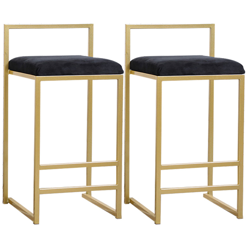 Modern Style Metal Bar Stool with Footrest and Low Back Bistro Bar Stool for Kitchen Gold 2 Piece Set Short Stool(22"H) Clearhalo 'Bar Furniture' 'Bar Stools' 'bar_stools' 'furn' 'furn_bar_stools' 'furniture_bar_stools' 'Kitchen & Dining Furniture' 'kitchen&dining_furn' 'kitchen' 'kitchen_furn' Furniture' 4462920