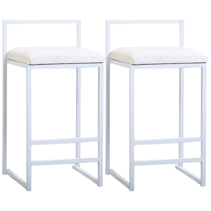 Modern Style Metal Bar Stool with Footrest and Low Back Bistro Bar Stool for Kitchen White 2 Piece Set Short Stool(18"H) Clearhalo 'Bar Furniture' 'Bar Stools' 'bar_stools' 'furn' 'furn_bar_stools' 'furniture_bar_stools' 'Kitchen & Dining Furniture' 'kitchen&dining_furn' 'kitchen' 'kitchen_furn' Furniture' 4462926