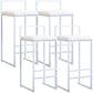 Modern Style Metal Bar Stool with Footrest and Low Back Bistro Bar Stool for Kitchen White 4 Piece Set Short Stool(20"H) Clearhalo 'Bar Furniture' 'Bar Stools' 'bar_stools' 'furn' 'furn_bar_stools' 'furniture_bar_stools' 'Kitchen & Dining Furniture' 'kitchen&dining_furn' 'kitchen' 'kitchen_furn' Furniture' 4462927