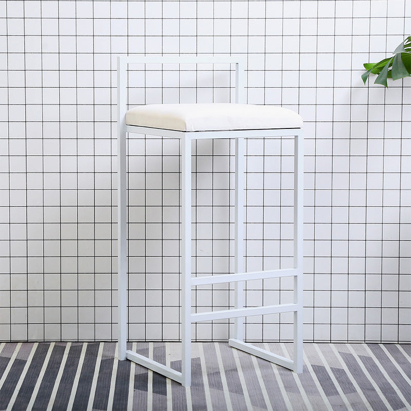 Modern Style Metal Bar Stool with Footrest and Low Back Bistro Bar Stool for Kitchen White 1 Piece Short Stool(20"H) Clearhalo 'Bar Furniture' 'Bar Stools' 'bar_stools' 'furn' 'furn_bar_stools' 'furniture_bar_stools' 'Kitchen & Dining Furniture' 'kitchen&dining_furn' 'kitchen' 'kitchen_furn' Furniture' 4462928