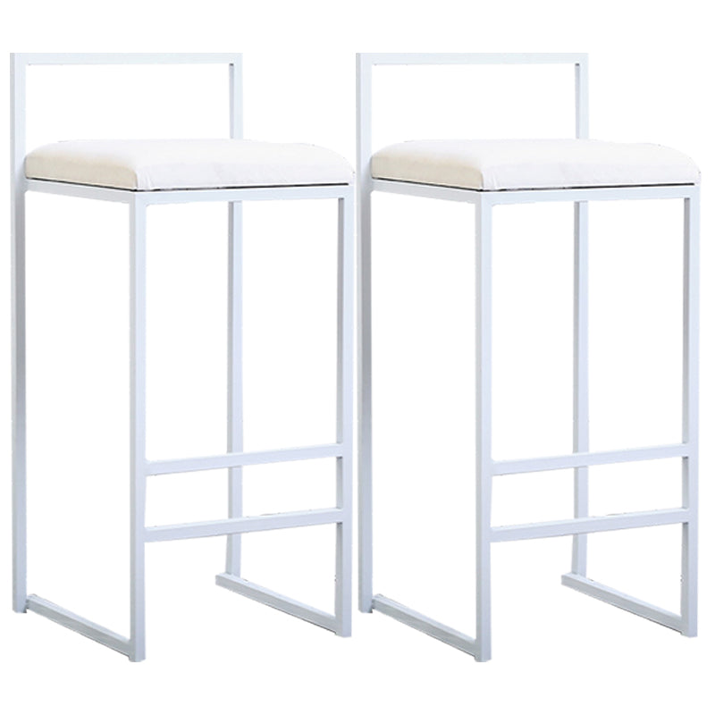 Modern Style Metal Bar Stool with Footrest and Low Back Bistro Bar Stool for Kitchen White 2 Piece Set Short Stool(20"H) Clearhalo 'Bar Furniture' 'Bar Stools' 'bar_stools' 'furn' 'furn_bar_stools' 'furniture_bar_stools' 'Kitchen & Dining Furniture' 'kitchen&dining_furn' 'kitchen' 'kitchen_furn' Furniture' 4462929