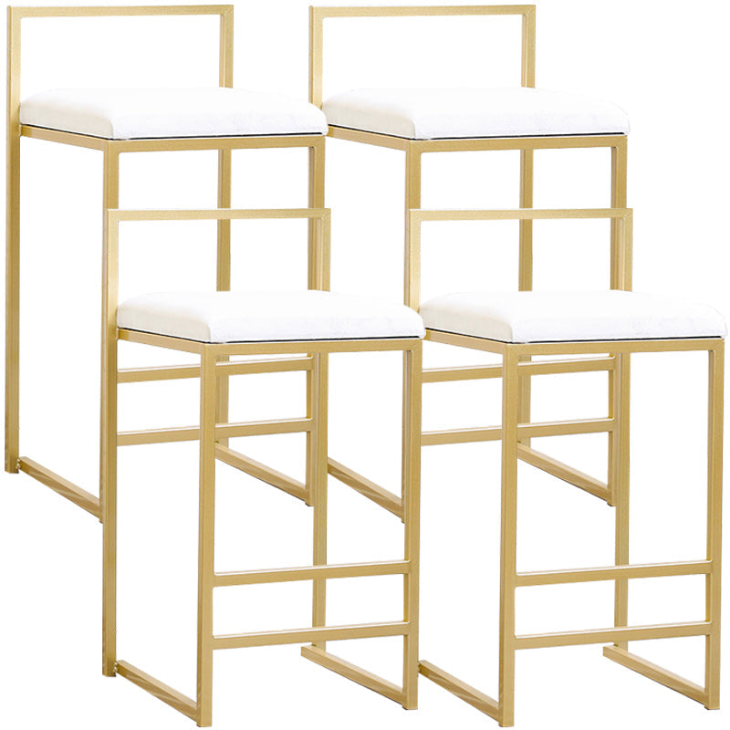 Modern Style Metal Bar Stool with Footrest and Low Back Bistro Bar Stool for Kitchen Gold 4 Piece Set Short Stool(18"H) Clearhalo 'Bar Furniture' 'Bar Stools' 'bar_stools' 'furn' 'furn_bar_stools' 'furniture_bar_stools' 'Kitchen & Dining Furniture' 'kitchen&dining_furn' 'kitchen' 'kitchen_furn' Furniture' 4462930