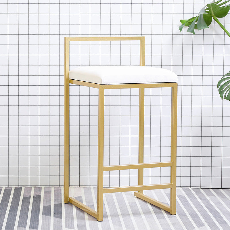 Modern Style Metal Bar Stool with Footrest and Low Back Bistro Bar Stool for Kitchen Gold 1 Piece Short Stool(18"H) Clearhalo 'Bar Furniture' 'Bar Stools' 'bar_stools' 'furn' 'furn_bar_stools' 'furniture_bar_stools' 'Kitchen & Dining Furniture' 'kitchen&dining_furn' 'kitchen' 'kitchen_furn' Furniture' 4462931