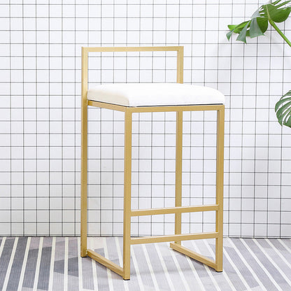 Modern Style Metal Bar Stool with Footrest and Low Back Bistro Bar Stool for Kitchen Gold 1 Piece Short Stool(18"H) Clearhalo 'Bar Furniture' 'Bar Stools' 'bar_stools' 'furn' 'furn_bar_stools' 'furniture_bar_stools' 'Kitchen & Dining Furniture' 'kitchen&dining_furn' 'kitchen' 'kitchen_furn' Furniture' 4462931