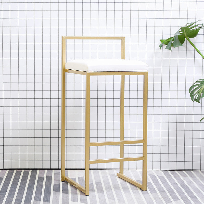 Modern Style Metal Bar Stool with Footrest and Low Back Bistro Bar Stool for Kitchen Gold 1 Piece Short Stool(20"H) Clearhalo 'Bar Furniture' 'Bar Stools' 'bar_stools' 'furn' 'furn_bar_stools' 'furniture_bar_stools' 'Kitchen & Dining Furniture' 'kitchen&dining_furn' 'kitchen' 'kitchen_furn' Furniture' 4462934