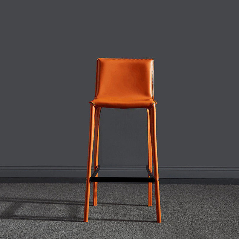 Modern Steel Counter Stools with Footrest and Low Back Bistro Bar Stool,1 Piece Clearhalo 'Bar Furniture' 'Bar Stools' 'bar_stools' 'furn' 'furn_bar_stools' 'furniture_bar_stools' 'Kitchen & Dining Furniture' 'kitchen&dining_furn' 'kitchen' 'kitchen_furn' Furniture' 4462967