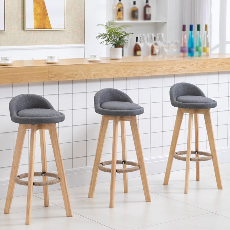 Modern Rotatable Backrest Counter Stool Wood Cafe Bar Stool with Pedal and Cushion Clearhalo 'Bar Furniture' 'Bar Stools' 'bar_stools' 'furn' 'furn_bar_stools' 'furniture_bar_stools' 'Kitchen & Dining Furniture' 'kitchen&dining_furn' 'kitchen' 'kitchen_furn' Furniture' 4463036