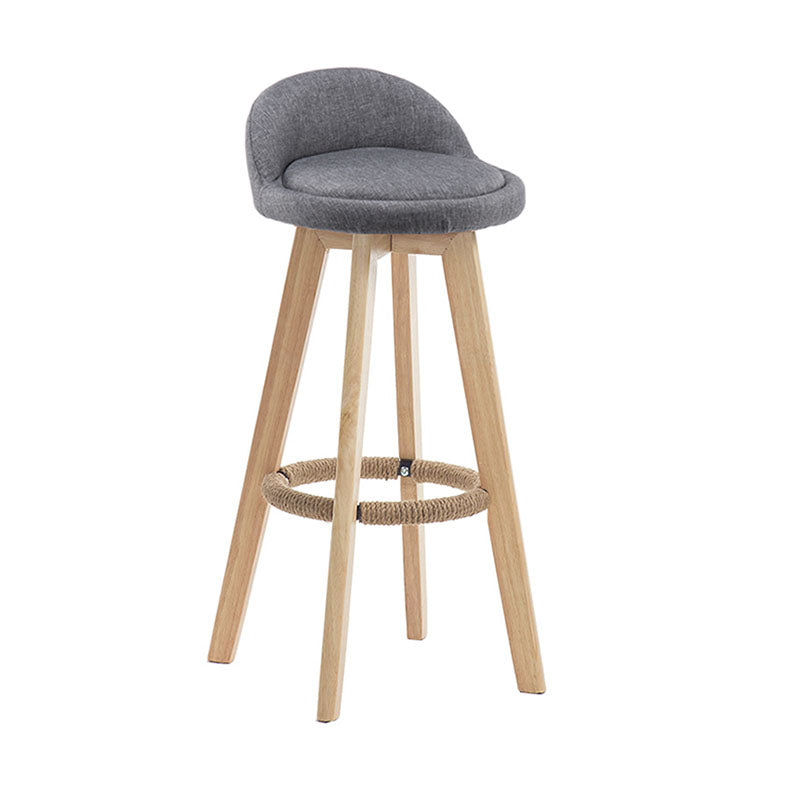 Modern Rotatable Backrest Counter Stool Wood Cafe Bar Stool with Pedal and Cushion Grey 1 Piece Clearhalo 'Bar Furniture' 'Bar Stools' 'bar_stools' 'furn' 'furn_bar_stools' 'furniture_bar_stools' 'Kitchen & Dining Furniture' 'kitchen&dining_furn' 'kitchen' 'kitchen_furn' Furniture' 4463037