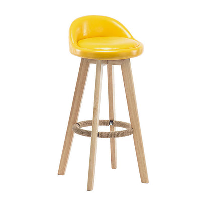 Modern Rotatable Backrest Counter Stool Wood Cafe Bar Stool with Pedal and Cushion Yellow 1 Piece Clearhalo 'Bar Furniture' 'Bar Stools' 'bar_stools' 'furn' 'furn_bar_stools' 'furniture_bar_stools' 'Kitchen & Dining Furniture' 'kitchen&dining_furn' 'kitchen' 'kitchen_furn' Furniture' 4463039