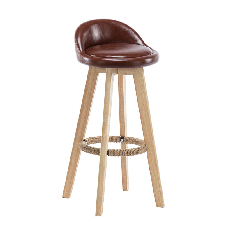 Modern Rotatable Backrest Counter Stool Wood Cafe Bar Stool with Pedal and Cushion Brown 1 Piece Clearhalo 'Bar Furniture' 'Bar Stools' 'bar_stools' 'furn' 'furn_bar_stools' 'furniture_bar_stools' 'Kitchen & Dining Furniture' 'kitchen&dining_furn' 'kitchen' 'kitchen_furn' Furniture' 4463041