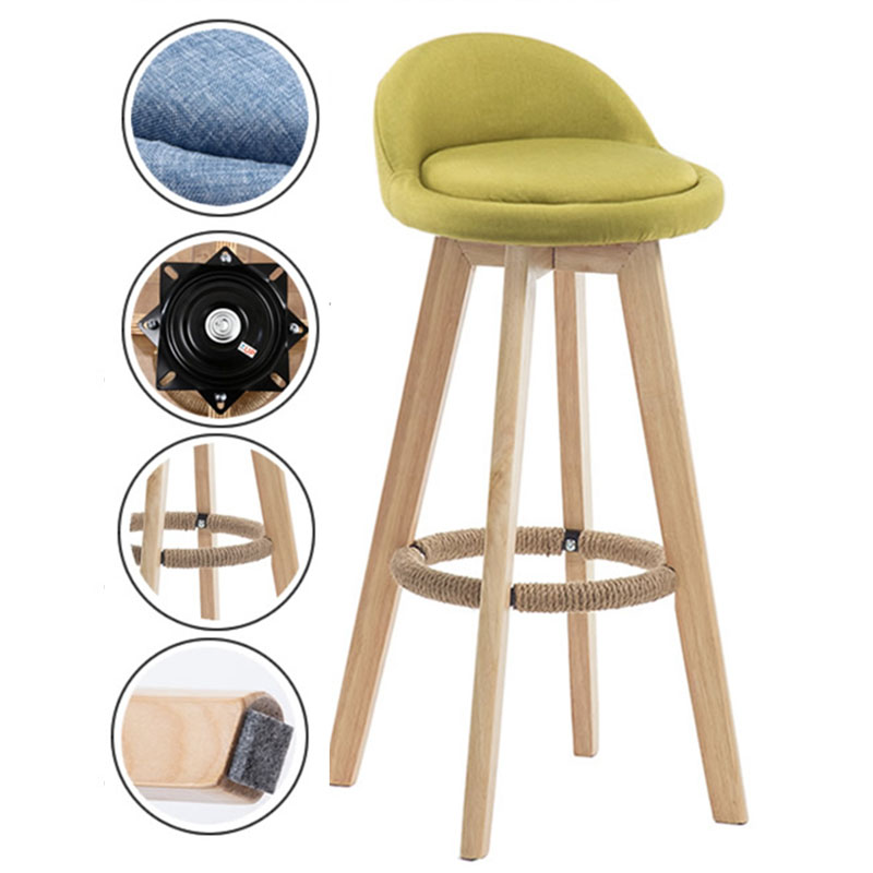Modern Rotatable Backrest Counter Stool Wood Cafe Bar Stool with Pedal and Cushion Clearhalo 'Bar Furniture' 'Bar Stools' 'bar_stools' 'furn' 'furn_bar_stools' 'furniture_bar_stools' 'Kitchen & Dining Furniture' 'kitchen&dining_furn' 'kitchen' 'kitchen_furn' Furniture' 4463042