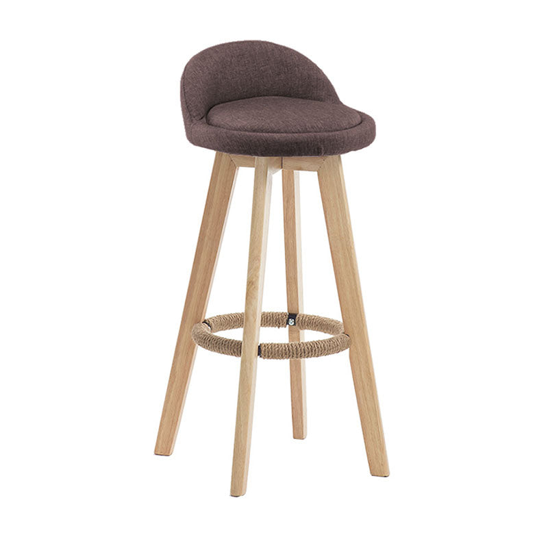 Modern Rotatable Backrest Counter Stool Wood Cafe Bar Stool with Pedal and Cushion Coffee 1 Piece Clearhalo 'Bar Furniture' 'Bar Stools' 'bar_stools' 'furn' 'furn_bar_stools' 'furniture_bar_stools' 'Kitchen & Dining Furniture' 'kitchen&dining_furn' 'kitchen' 'kitchen_furn' Furniture' 4463047
