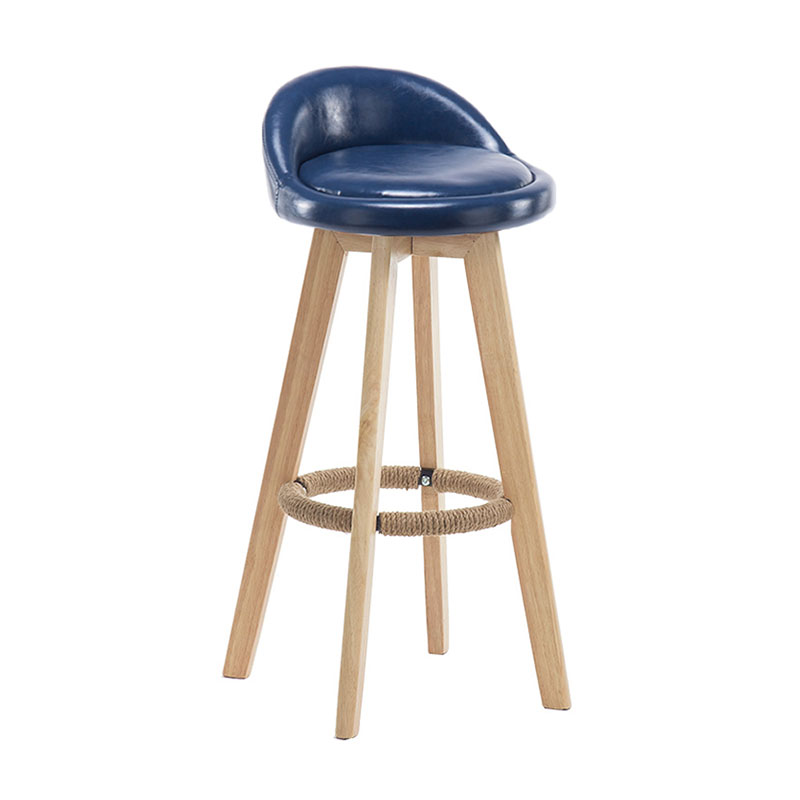 Modern Rotatable Backrest Counter Stool Wood Cafe Bar Stool with Pedal and Cushion Blue 1 Piece Clearhalo 'Bar Furniture' 'Bar Stools' 'bar_stools' 'furn' 'furn_bar_stools' 'furniture_bar_stools' 'Kitchen & Dining Furniture' 'kitchen&dining_furn' 'kitchen' 'kitchen_furn' Furniture' 4463048