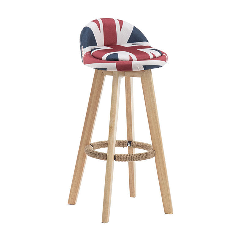 Modern Rotatable Backrest Counter Stool Wood Cafe Bar Stool with Pedal and Cushion Red-Blue 1 Piece Clearhalo 'Bar Furniture' 'Bar Stools' 'bar_stools' 'furn' 'furn_bar_stools' 'furniture_bar_stools' 'Kitchen & Dining Furniture' 'kitchen&dining_furn' 'kitchen' 'kitchen_furn' Furniture' 4463050
