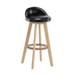 Modern Rotatable Backrest Counter Stool Wood Cafe Bar Stool with Pedal and Cushion Black 1 Piece Clearhalo 'Bar Furniture' 'Bar Stools' 'bar_stools' 'furn' 'furn_bar_stools' 'furniture_bar_stools' 'Kitchen & Dining Furniture' 'kitchen&dining_furn' 'kitchen' 'kitchen_furn' Furniture' 4463051