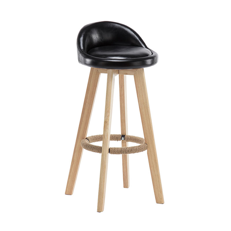 Modern Rotatable Backrest Counter Stool Wood Cafe Bar Stool with Pedal and Cushion Black 1 Piece Clearhalo 'Bar Furniture' 'Bar Stools' 'bar_stools' 'furn' 'furn_bar_stools' 'furniture_bar_stools' 'Kitchen & Dining Furniture' 'kitchen&dining_furn' 'kitchen' 'kitchen_furn' Furniture' 4463051
