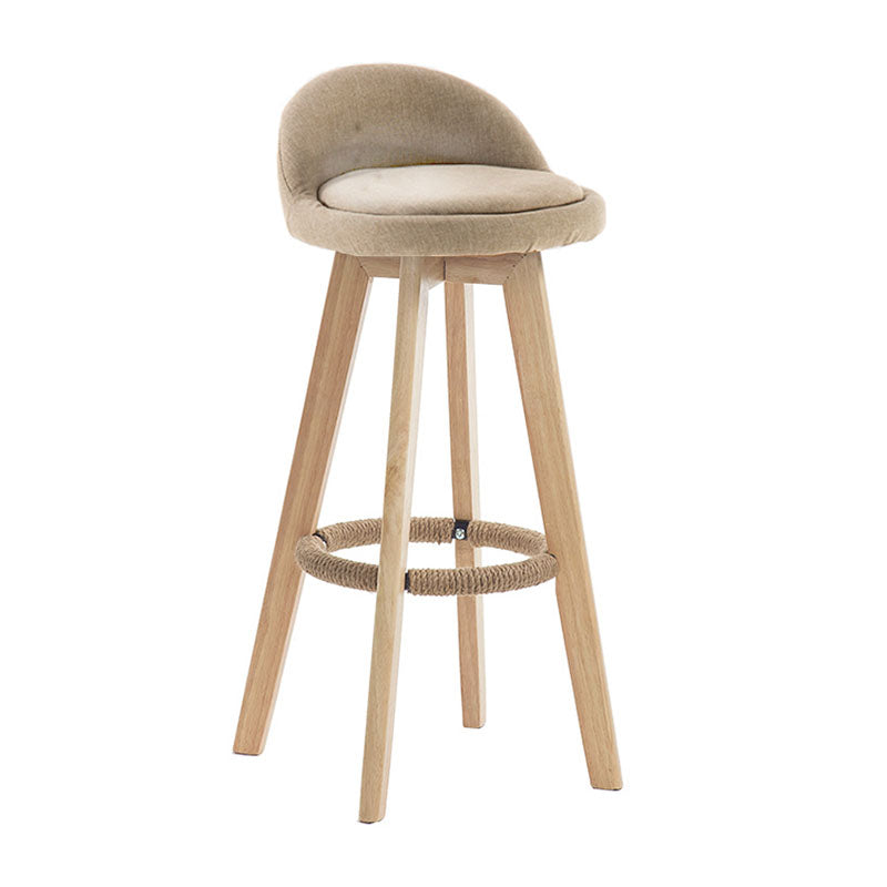 Modern Rotatable Backrest Counter Stool Wood Cafe Bar Stool with Pedal and Cushion Khaki 1 Piece Clearhalo 'Bar Furniture' 'Bar Stools' 'bar_stools' 'furn' 'furn_bar_stools' 'furniture_bar_stools' 'Kitchen & Dining Furniture' 'kitchen&dining_furn' 'kitchen' 'kitchen_furn' Furniture' 4463052
