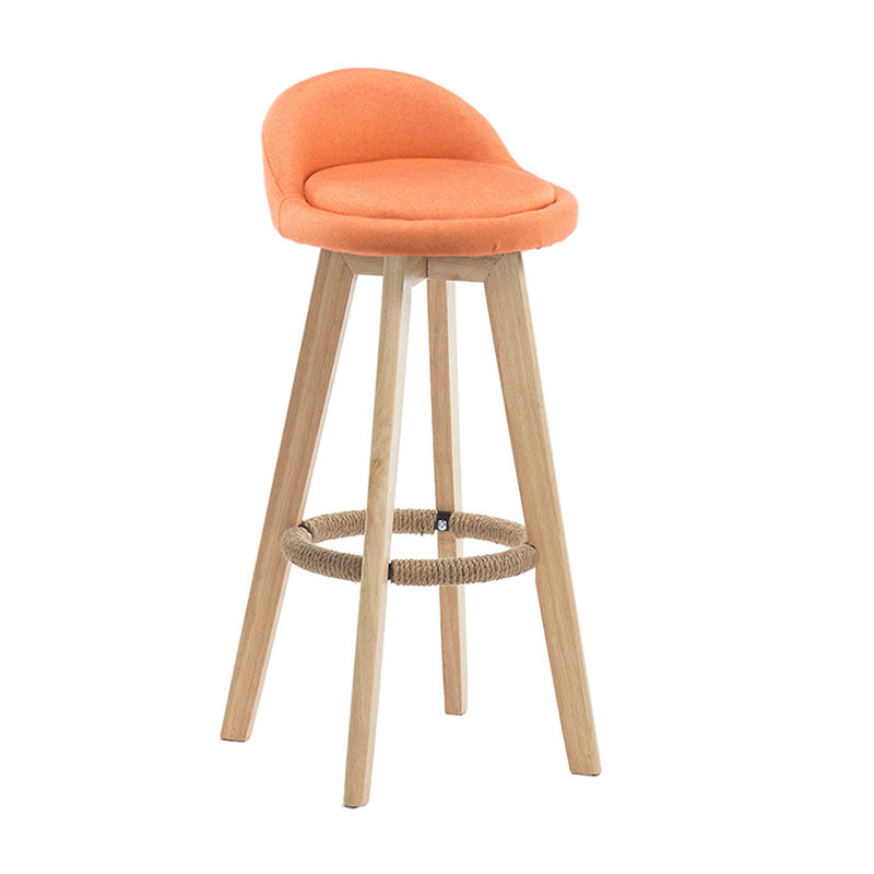 Modern Rotatable Backrest Counter Stool Wood Cafe Bar Stool with Pedal and Cushion Orange 1 Piece Clearhalo 'Bar Furniture' 'Bar Stools' 'bar_stools' 'furn' 'furn_bar_stools' 'furniture_bar_stools' 'Kitchen & Dining Furniture' 'kitchen&dining_furn' 'kitchen' 'kitchen_furn' Furniture' 4463053