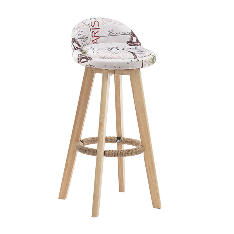 Modern Rotatable Backrest Counter Stool Wood Cafe Bar Stool with Pedal and Cushion White-Gray 1 Piece Clearhalo 'Bar Furniture' 'Bar Stools' 'bar_stools' 'furn' 'furn_bar_stools' 'furniture_bar_stools' 'Kitchen & Dining Furniture' 'kitchen&dining_furn' 'kitchen' 'kitchen_furn' Furniture' 4463055