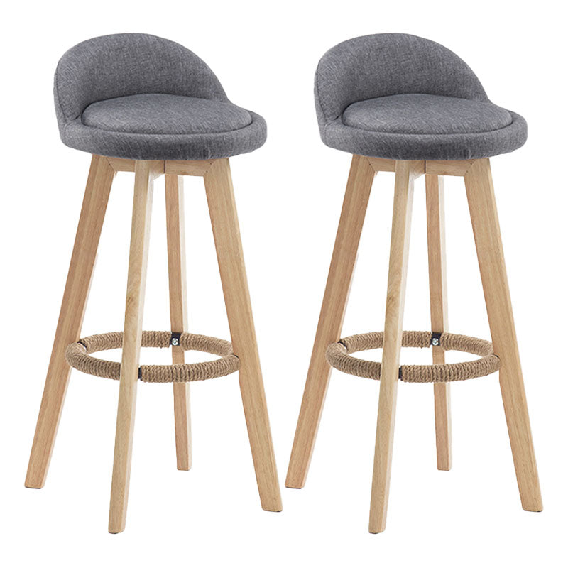 Modern Rotatable Backrest Counter Stool Wood Cafe Bar Stool with Pedal and Cushion Grey 2 Piece Set Clearhalo 'Bar Furniture' 'Bar Stools' 'bar_stools' 'furn' 'furn_bar_stools' 'furniture_bar_stools' 'Kitchen & Dining Furniture' 'kitchen&dining_furn' 'kitchen' 'kitchen_furn' Furniture' 4463058