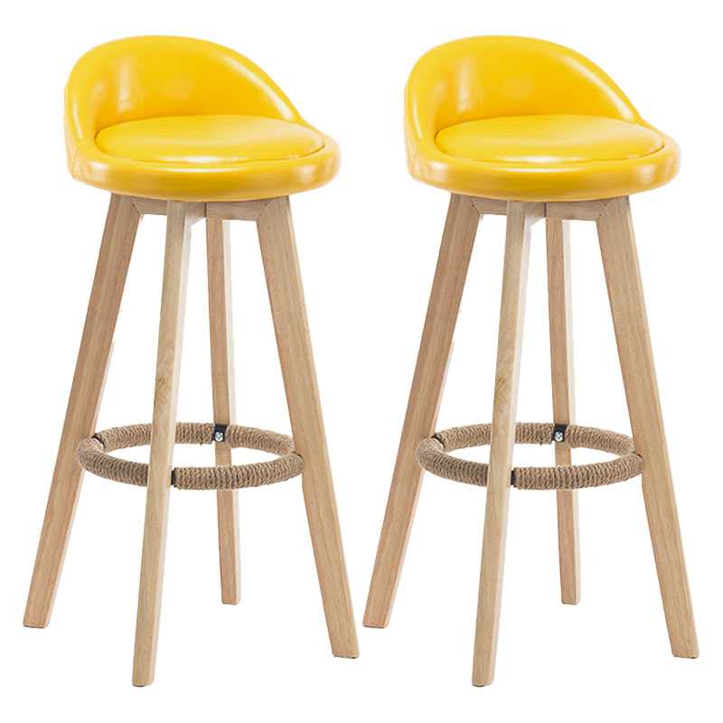 Modern Rotatable Backrest Counter Stool Wood Cafe Bar Stool with Pedal and Cushion Yellow 2 Piece Set Clearhalo 'Bar Furniture' 'Bar Stools' 'bar_stools' 'furn' 'furn_bar_stools' 'furniture_bar_stools' 'Kitchen & Dining Furniture' 'kitchen&dining_furn' 'kitchen' 'kitchen_furn' Furniture' 4463059