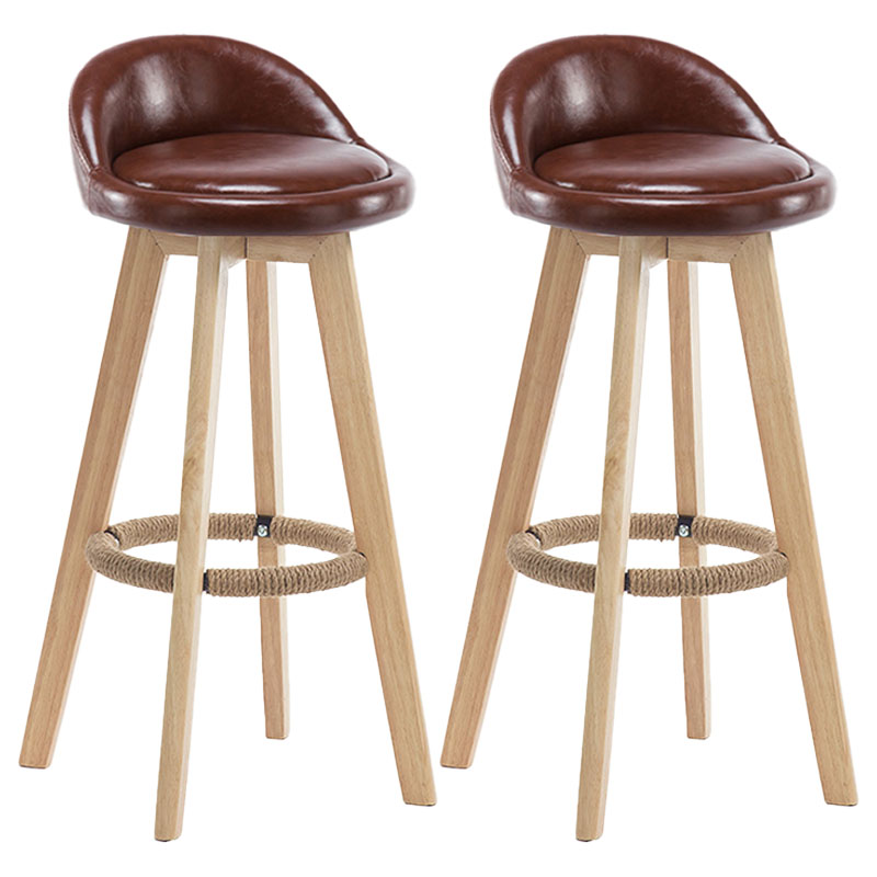 Modern Rotatable Backrest Counter Stool Wood Cafe Bar Stool with Pedal and Cushion Brown 2 Piece Set Clearhalo 'Bar Furniture' 'Bar Stools' 'bar_stools' 'furn' 'furn_bar_stools' 'furniture_bar_stools' 'Kitchen & Dining Furniture' 'kitchen&dining_furn' 'kitchen' 'kitchen_furn' Furniture' 4463060