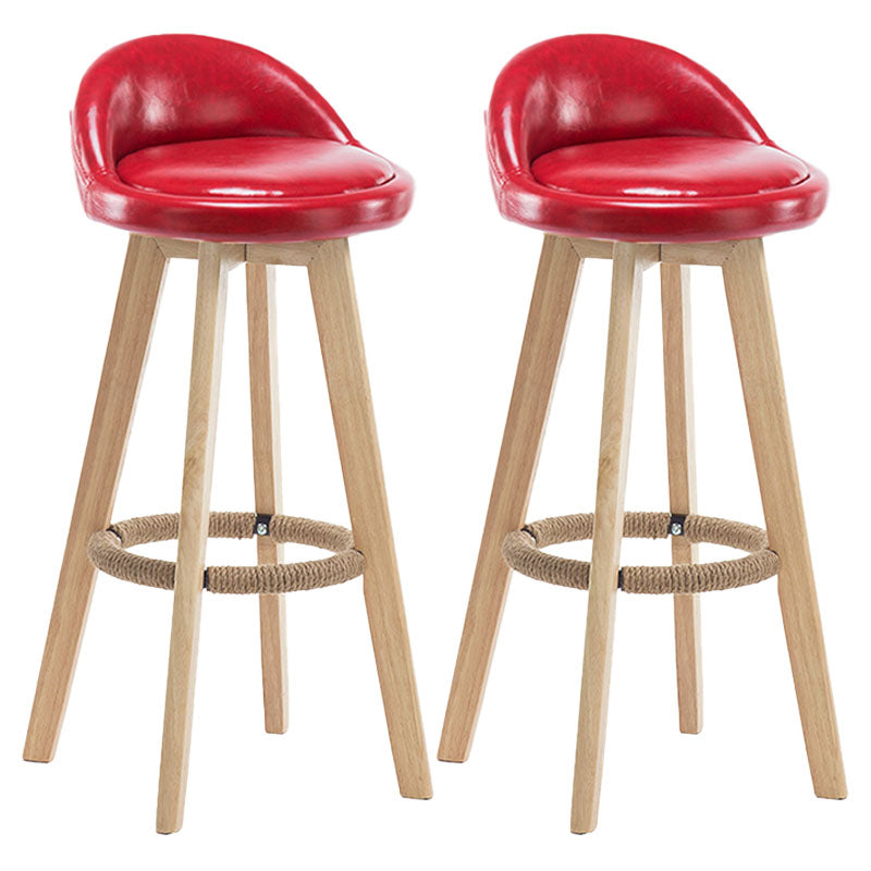 Modern Rotatable Backrest Counter Stool Wood Cafe Bar Stool with Pedal and Cushion Red 2 Piece Set Clearhalo 'Bar Furniture' 'Bar Stools' 'bar_stools' 'furn' 'furn_bar_stools' 'furniture_bar_stools' 'Kitchen & Dining Furniture' 'kitchen&dining_furn' 'kitchen' 'kitchen_furn' Furniture' 4463061