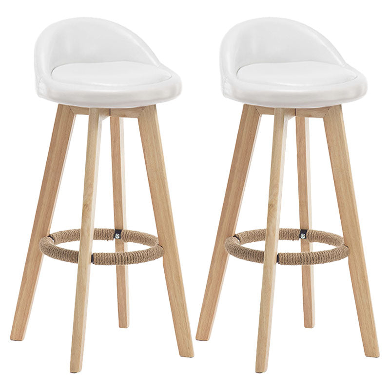 Modern Rotatable Backrest Counter Stool Wood Cafe Bar Stool with Pedal and Cushion White 2 Piece Set Clearhalo 'Bar Furniture' 'Bar Stools' 'bar_stools' 'furn' 'furn_bar_stools' 'furniture_bar_stools' 'Kitchen & Dining Furniture' 'kitchen&dining_furn' 'kitchen' 'kitchen_furn' Furniture' 4463062