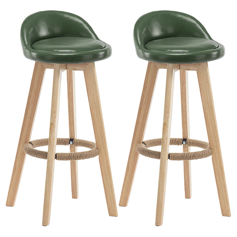 Modern Rotatable Backrest Counter Stool Wood Cafe Bar Stool with Pedal and Cushion Blackish Green 2 Piece Set Clearhalo 'Bar Furniture' 'Bar Stools' 'bar_stools' 'furn' 'furn_bar_stools' 'furniture_bar_stools' 'Kitchen & Dining Furniture' 'kitchen&dining_furn' 'kitchen' 'kitchen_furn' Furniture' 4463063