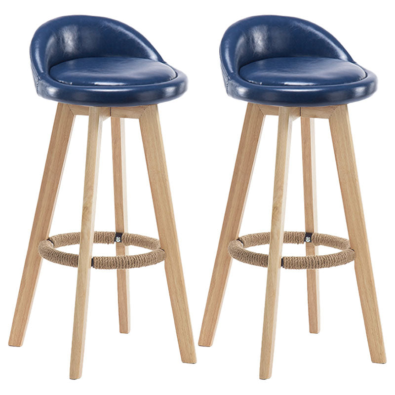 Modern Rotatable Backrest Counter Stool Wood Cafe Bar Stool with Pedal and Cushion Blue 2 Piece Set Clearhalo 'Bar Furniture' 'Bar Stools' 'bar_stools' 'furn' 'furn_bar_stools' 'furniture_bar_stools' 'Kitchen & Dining Furniture' 'kitchen&dining_furn' 'kitchen' 'kitchen_furn' Furniture' 4463065