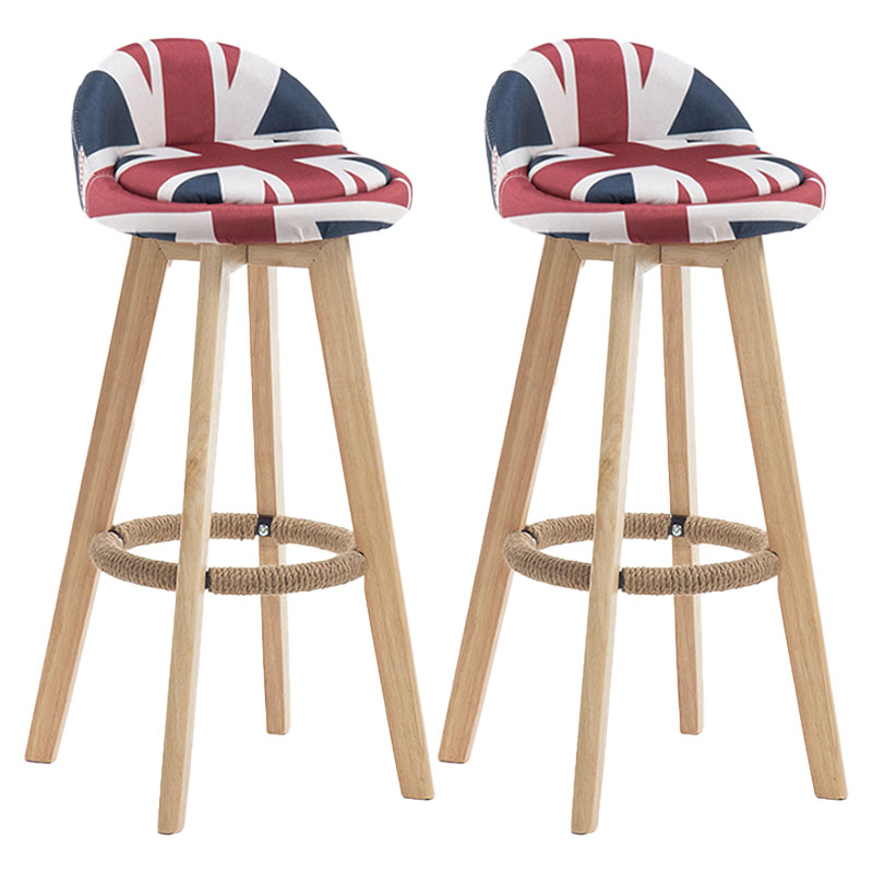 Modern Rotatable Backrest Counter Stool Wood Cafe Bar Stool with Pedal and Cushion Red-Blue 2 Piece Set Clearhalo 'Bar Furniture' 'Bar Stools' 'bar_stools' 'furn' 'furn_bar_stools' 'furniture_bar_stools' 'Kitchen & Dining Furniture' 'kitchen&dining_furn' 'kitchen' 'kitchen_furn' Furniture' 4463067