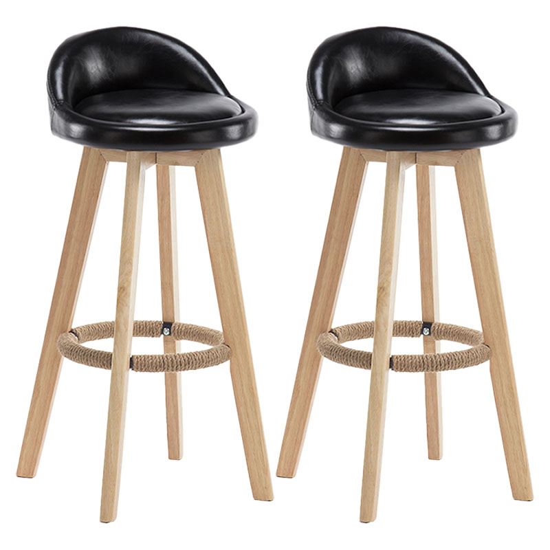Modern Rotatable Backrest Counter Stool Wood Cafe Bar Stool with Pedal and Cushion Black 2 Piece Set Clearhalo 'Bar Furniture' 'Bar Stools' 'bar_stools' 'furn' 'furn_bar_stools' 'furniture_bar_stools' 'Kitchen & Dining Furniture' 'kitchen&dining_furn' 'kitchen' 'kitchen_furn' Furniture' 4463068