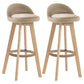 Modern Rotatable Backrest Counter Stool Wood Cafe Bar Stool with Pedal and Cushion Khaki 2 Piece Set Clearhalo 'Bar Furniture' 'Bar Stools' 'bar_stools' 'furn' 'furn_bar_stools' 'furniture_bar_stools' 'Kitchen & Dining Furniture' 'kitchen&dining_furn' 'kitchen' 'kitchen_furn' Furniture' 4463069